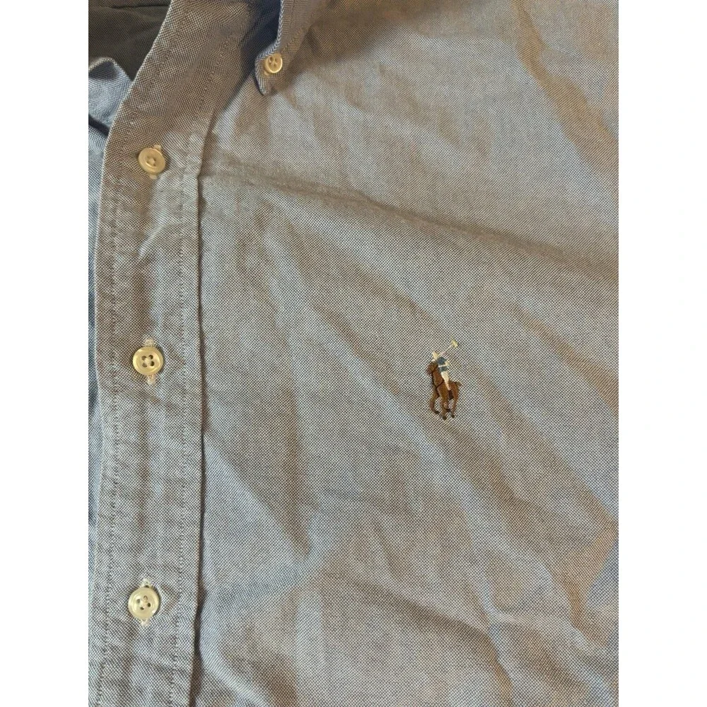 Polo Ralph Lauren Yarmouth Shirt Mens 17 34 Blue Oxford Button Down Pony Logo